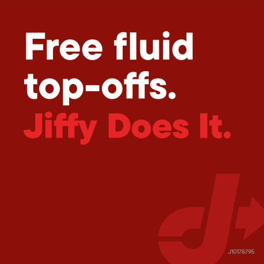 Opaque Decal - Free fluid top-offs Jiffy Does it