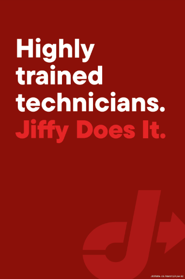 Red Dot View-Thru Decal - Highly trained technicians? Jiffy Does It.