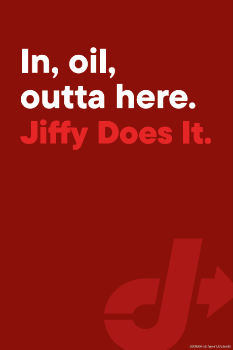 Red Dot View-Thru Decal - In, oil, outta here. Jiffy Does It.
