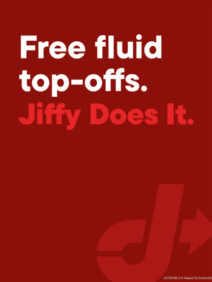 Red Dot View-Thru Decal - Free fluid top-offs Jiffy Does it