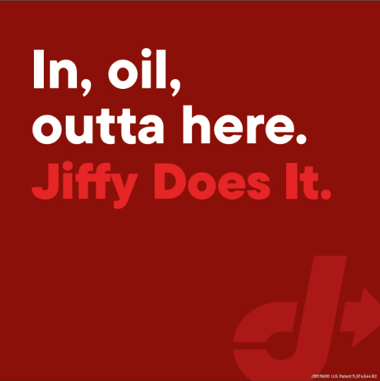 Red Dot View-Thru Decal - In, oil, outta here. Jiffy Does It.