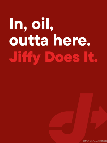 Red Dot View-Thru Decal - In, oil, outta here. Jiffy Does It.