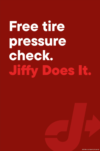 Red Dot View-Thru Decal - Free tire pressure checks? Jiffy Does It.