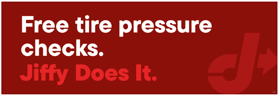 Yard Banner - Free tire pressure checks. Jiffy Does it
